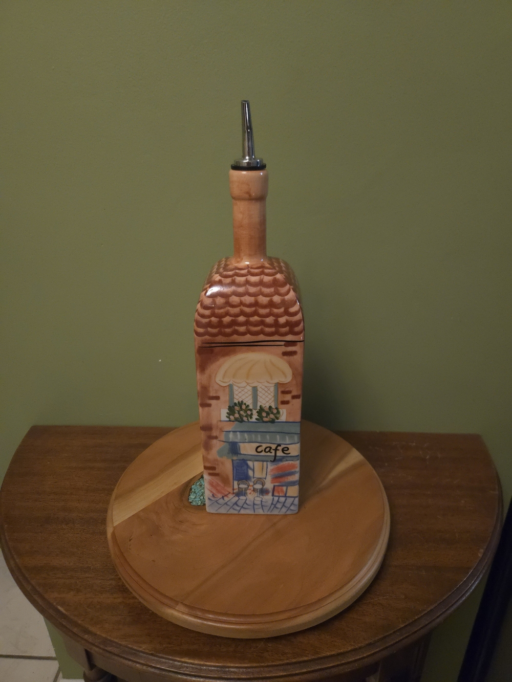 Boston Warehouse Tuscany Cafe Ceramic Oil/Vinegar Cruet w/ Metal Pour Spout 2003